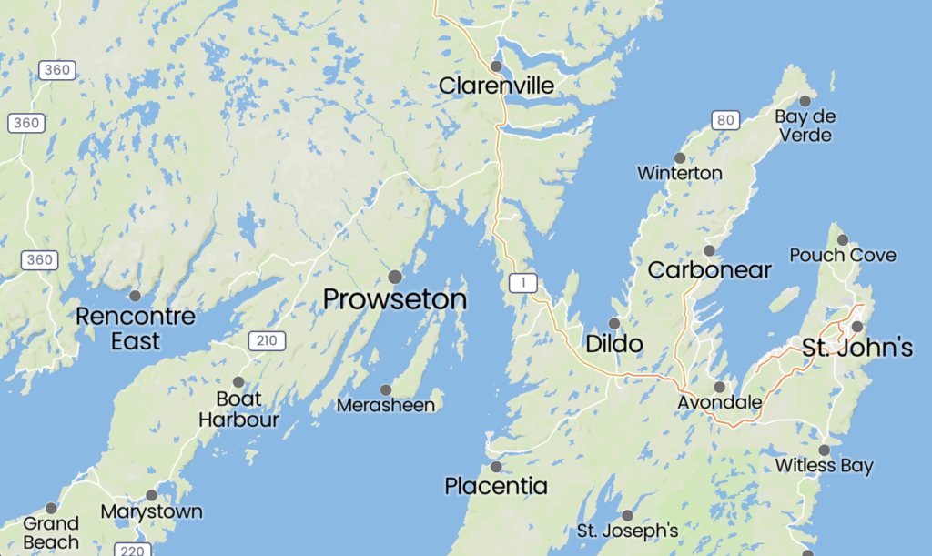 Map of Prowseton, Newfoundland